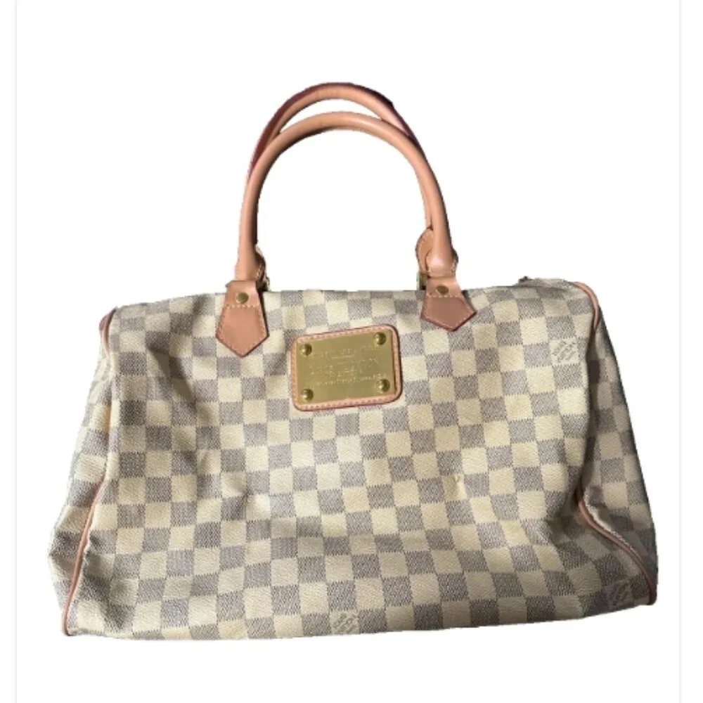 Designer handbag checkered tan and gray - Picture 2 of 4